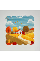 Autumn Themed Blue Sky Pattern Digital Printed Cocktail Napkin Washable Laser Cut