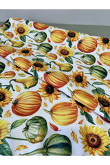 Runner Kabak Desenli Halloween Ayçiçeği Desenli Dijital Baskılı
