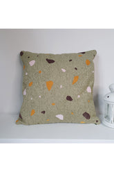Terrazzo Patterned Luxury Boucle Cushion Cover Green