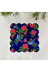 Sax Vanilla Bird Patterned Fabric Cocktail Napkin Washable Laser Cut