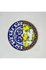 Lemon Tile Pattern Digital Printed Cocktail Napkin Washable Laser Cut