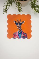 Watercolor Maximalist Giraffe Design Laser Cut Fabric Cocktail Napkin 1 Piece