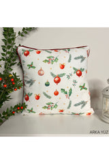 Merry Christmas Slogan Decorative Cushion Cover Burgundy Cord