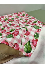 Runner Plaid Ground Cherry Ground Patterned Digital Print