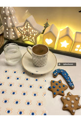 Geometrik Göz Desenli Dijital Baskılı Kumaş Kokteyl Peçetesi 1 Adet