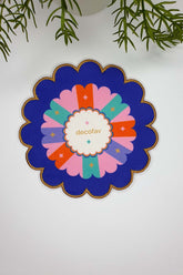 Çiçek Şeklinde Renkli Geometrik Tasarımlı Nakış Kenar Kumaş Kokteyl Peçetesi 1 Adet