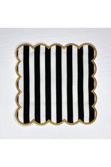 Kalın Çizgi Desenli Dijital Baskılı Nakışlı Kokteyl Peçetesi