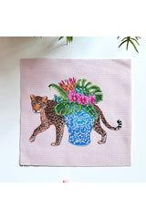 Leopar VazoDesenli Kumaş Kokteyl Peçetesi Yıkanabilir Lazer Kesimli