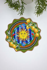 Sole di Sicilia Sun Pattern Green Embroidered Edge Cocktail Napkin 1 Piece