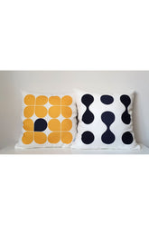 2-Pack Abstrakt Geometric Yellow Black Point Printed Minimal Concept Cushion Covers 43x43 cm