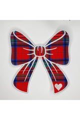Bow-Shaped Plaid Patterned Embroidered Decorative Cocktail Napkin 1 Piece