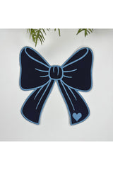 Ribbon Embroidered Fabric Cocktail Napkin 1 Piece Navy Blue