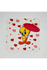 Yellow Chick Pattern Heart Digital Printed Cocktail Napkin Washable Laser Cut