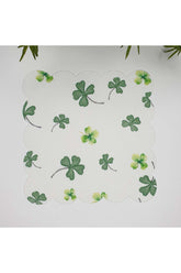 Decorative Cocktail Napkins with Clover Leaf Pattern and Digital Print, Laser Cut Edges
