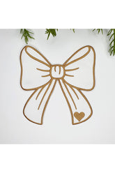 Gold Yellow Ribbon Heart Patterned Embroidered Cocktail Napkin 1 Piece