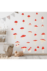 Red Mushrooms Decorative Multi-Purpose Sticker Set 26 Pieces