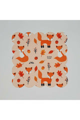 Cute Autumn Fox Pattern Digital Printed Laser Cut Cocktail Napkin