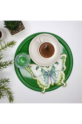 Green Butterfly Shaped Embroidered Edge Fabric Cocktail Napkin 1 Piece