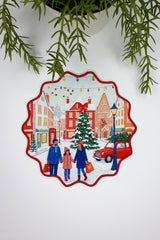 Neşeli Yılbaşı Alışverişi Temalı Nakışlı Kokteyl Peçetesi 1 Adet