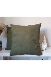 İkili Bukle Kumaş Kırlent Kılıfı Koyu Yeşil