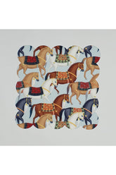 Noble Horses Patterned Digital Printed Fabric Cocktail Napkin Laser Cut