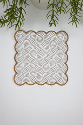 Geometrik Zincir Desenli Nakış Kenar Kumaş Kokteyl Peçetesi 1 Adet