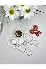 Silver Gray Ribbon Embroidered Cocktail Napkin 1 Piece