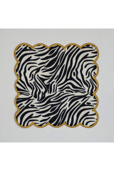 Zebra Patterned Cocktail Napkin with Embroidered Edge