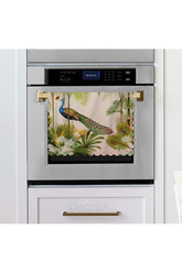 Tropical Leaves and Peacock Design Pastel Pink Backdrop Laser Cut Oven Cover