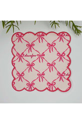 Romantic Ribbon Chain Patterned Embroidered Edge Cocktail Napkin 1 Piece
