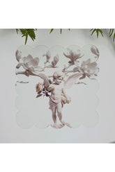 Melek Heykel ve Gül Tasarım Lazer Kesim Kumaş Kokteyl Peçetesi 1 Adet