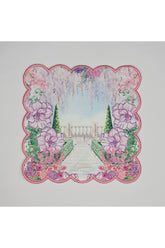 Wedding Themed Cocktail Napkin with Embroidered Border and Road to Palace Design