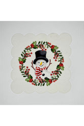 Sulu Boya Mutlu Kardan Adam Desenli Dijital Baskılı Lazer Kesim Kokteyl Peçetesi