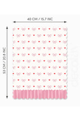 Romantic Pink Striped Bow and Heart Patterned Laser Cut Fabric Oven Cover