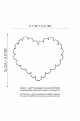 Kalp Form Pembe Kumaş Beyaz Nakışlı Kumaş Kokteyl Peçetesi 1 Adet