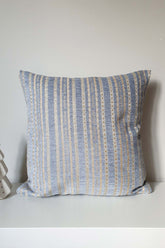 Decorative Jacquard Blue Beige Striped Cushion Cover 43x43cm
