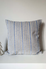Decorative Jacquard Blue Beige Striped Cushion Cover 43x43cm