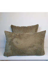 Luxury Stripe Corduroy Cushion Cover Olive Brown