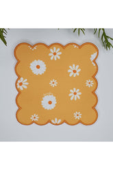 Sarı Zemin Papatya Desenli Etrafı Nakışlı Kokteyl Peçetesi 1 Adet