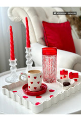 Red Heart Patterned Cocktail Napkin Fabric