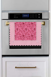 Jolie Flowers Pink Dekoratif Kenar Kuşlar Ve Dallar Tasarımlı Lazer Kesim Dikişsiz Fırın Örtüsü