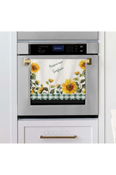 Laser Cut Oven Cover with Watercolor Sunflowers and Slogan Design 40x53cm