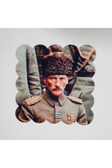 Ataturk Portrait Image Digitally Printed Laser Cut Cocktail Napkin