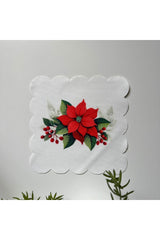 Matching Christmas Flower Fabric Cocktail Napkin Washable Laser Cut
