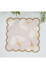 Seyrek Ginkgo Yaprak Tasarımlı Nakış Kenar Kokteyl Peçetesi 1 Adet