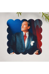 Ataturk Portrait Digitally Printed Laser Cut Washable Cocktail Napkin