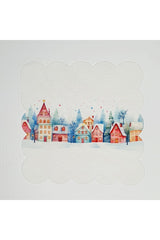 New Year's Village View Laser Cut Washable Cocktail Napkin
