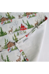 Christmas Runner with Snowy Scenery, Deer and Snowman Pattern