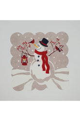 Hand Drawn Cute Snowman Pattern Digital Printed Laser Cut Cocktail Napkin