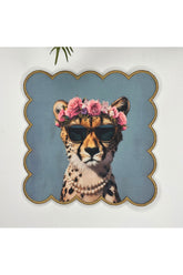 Kokoş Çita Tasarımlı Nakış Kenar Kumaş Kokteyl Peçetesi 1 Adet